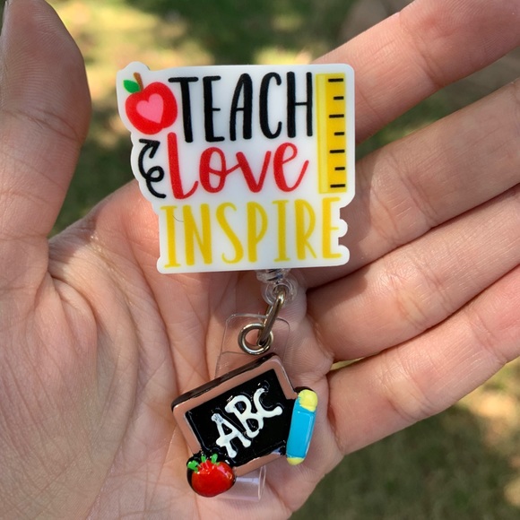 Hand Crafted Accessories - Teach Love Inspire Badge Holder